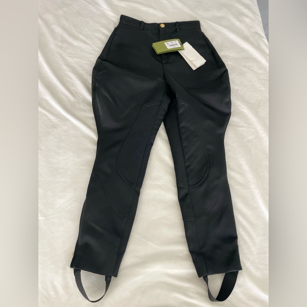 Gucci Equestrian Black Riding Trousers With Detachable Stirrups. Size 36. NWT.